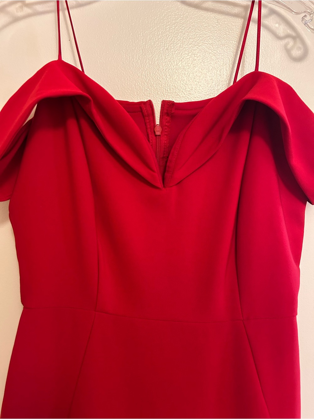Red Off-Shoulder Spaghetti Strap Maxi Dress